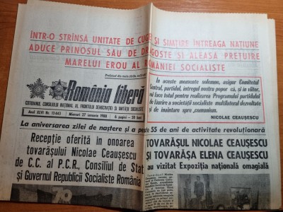 romania libera 27 ianuarie 1988-art. si foto de la aniversarea lui ceausescu foto