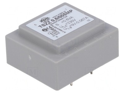 Transformator &amp;icirc;ncapsulat 0,6VA 230V 9V 66mA pentru PCB foto