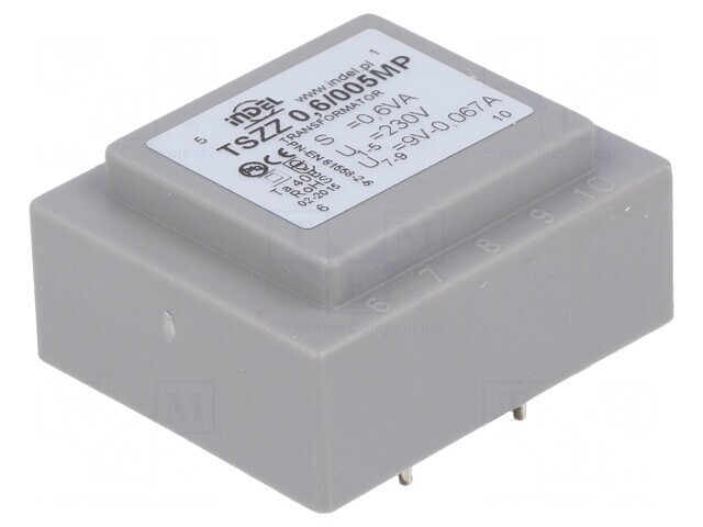Transformator &icirc;ncapsulat 0,6VA 230V 9V 66mA pentru PCB