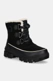 Sorel cizme de piele TORINO V WP OUTDRY femei, culoarea negru, cu toc plat, izolat, 2106701010