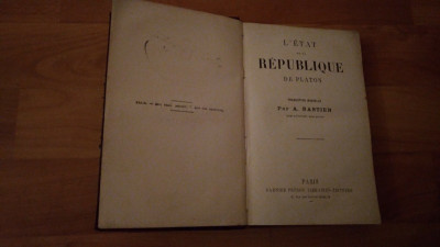 L&amp;#039;ETAT OU LA REPUBLIQUE-PLATON foto