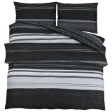 Cumpara ieftin Set cu husa de pilota, negru si alb, 200x200 cm, bumbac