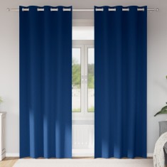vidaXL Perdele cu perdele 2 pcs Albastru &icirc;nchis 225 x 140 cm Poliester