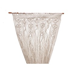 Perdea bumbac crem cu bara lemn 90 x 200 cm