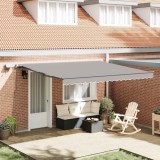 Marchiză manuală retractabilă cu LED Gri deschis 400x350 cm
