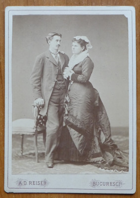 Fotografie pe carton de cabinet , A. D. Reiser , de sec. 19 , fotografie rara foto