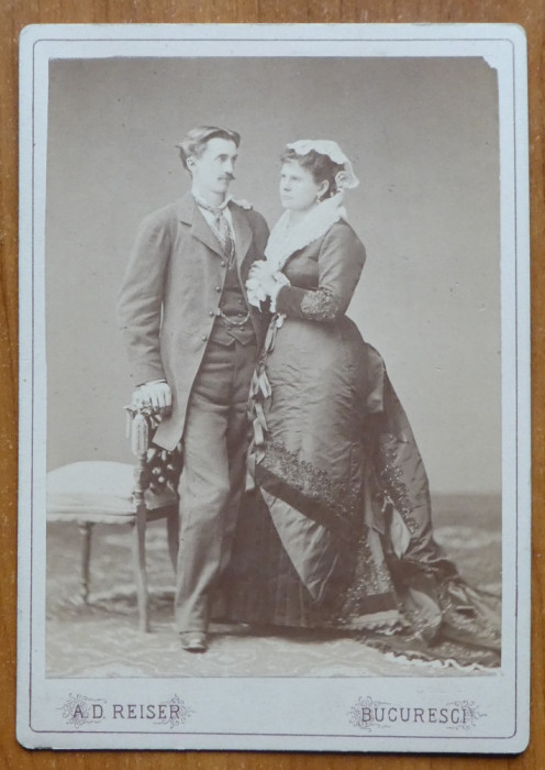 Fotografie pe carton de cabinet , A. D. Reiser , de sec. 19 , fotografie rara