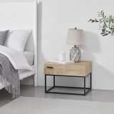 Masuta living Hylte cu sertar negru/efect stejar [en.casa] HausGarden Leisure, [en.casa]