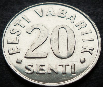 Moneda 20 SENTI - ESTONIA, anul 1999 * cod 4480 = UNC foto