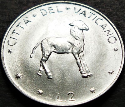 Moneda 2 LIRE - VATICAN, anul 1972 * cod 5279 B = UNC - Papa Paul VI-lea foto