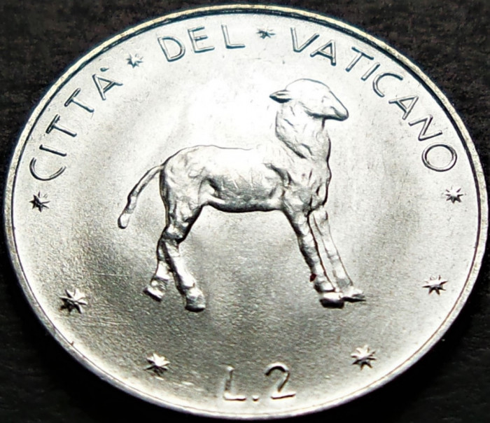 Moneda 2 LIRE - VATICAN, anul 1972 * cod 5279 B = UNC - Papa Paul VI-lea