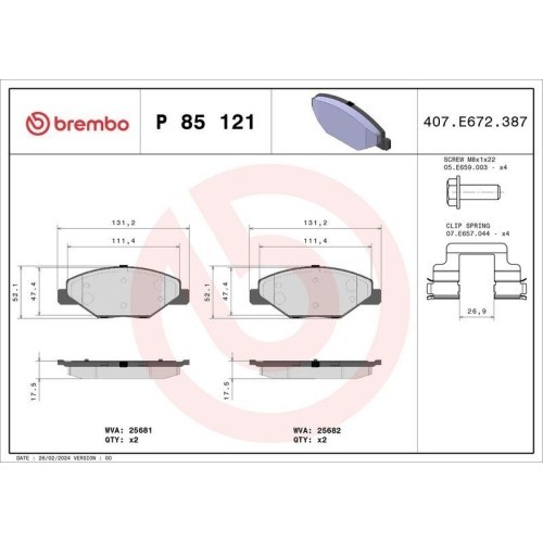 Placute frana Skoda Fabia 2 (542) 12.06-12.14 , Fabia 3 (Nj3) 08.14-06.21 , Fabia 3 Praktik (Nj5) 08.14-12.22, Rapid (Nh3 Nk3 Nk6) 07.12-03.22; Vw Po