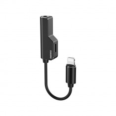 Adaptor audio Remax Enjoy pentru iPhone la Jack 3.5mm, Cu Functie de Incarcare (2 Amperi), Negru foto