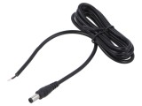 Cablu DC 5,5/2,1 mufă drept 1,5m 2x0,5mm2 negru -20&divide;80&deg;C