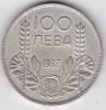 BULGARIA 100 LEVA 1937, Europa, Argint
