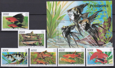 DB1 Fauna Marina Pesti 1998 Guineea 6 v. + SS MNH foto