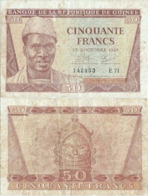 1958 ( 2 X ) , 50 francs ( P-6 ) - Guinea foto