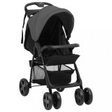 Gossi carucior pentru copii 2-in-1, gri inchis si negru, otel