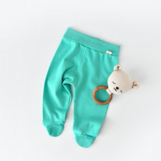 Pantaloni cu Botosei - Bumbac organic Turcoaz BabyCosy (Marime: 6-9 luni)