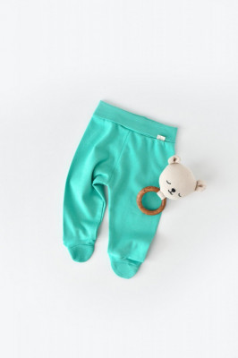 Pantaloni cu Botosei - Bumbac organic Turcoaz BabyCosy (Marime: 3-6 Luni) foto