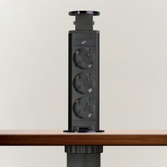 Distribuitor electric ascuns - 3 prize - negru lucios - Delight foto