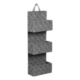 Cos de depozitare suspendat, Rattan, 3 locuri, 21x9x56,5 cm, Gri