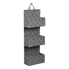 Cos de depozitare suspendat, Rattan, 3 locuri, 21x9x56,5 cm, Gri foto
