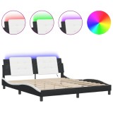 Cumpara ieftin Cadru de pat cu LED fara saltea, Zadar, negru si alb, 180x200 cm