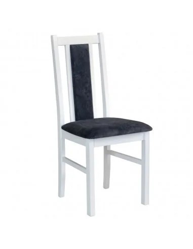 Scaun de living si bucatarie, DM14 Boston din lemn masiv fag, tapiterie stofa, 120 kg, 96x43x40 cm, Alb/Gri