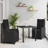 vidaXL Set de masă pentru grădină 3 pcs Negru poliratan