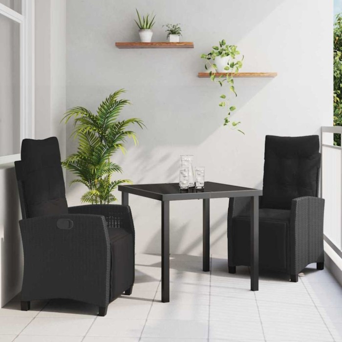 vidaXL Set de masă pentru grădină 3 pcs Negru poliratan 3380421
