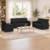 Set de canapea 3 pcs Negru Piele artificiala