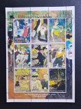 Niger 1998 Arta Franceză Henri de Toulouse-Lautrec și Impresioniștii Bloc / Mini-Coală 9v Ștampilat Niamey - A90