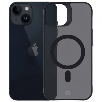 Husa MagSafe pentru Apple iPhone 14 / 13, 3MK, Smoke MagCase, Neagra foto