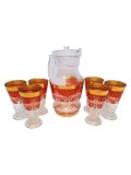 Carafă + 6 pahare sticlă imprimeu roșii