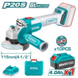 Polizor unghiular TOTAL Industrial, Li-Ion, 20V, 115mm, INCLUDE acumulator si incarcator