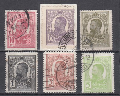 ROMANIA 1909/1914 LP 67 REGELE CAROL I TIPOGRAFIATE SERIE STAMPILATA 15 BANI/FRAGMENT foto