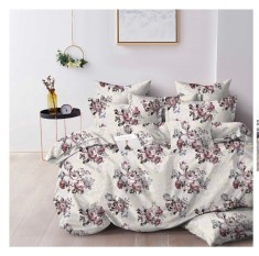 Lenjerie pat dublu,bumbac finet,6 piese,cearceaf normal 220x240cm, cearceaf pilota 200x220cm, 2 fete de perna 50x70, 2 fete de perna 70x70-A1074