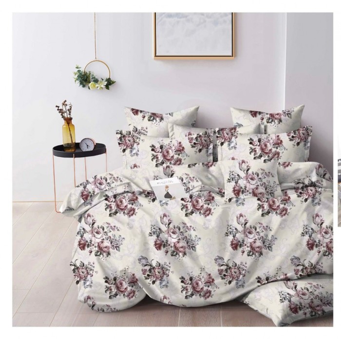 Lenjerie pat dublu,bumbac finet,6 piese,cearceaf normal 220x240cm, cearceaf pilota 200x220cm, 2 fete de perna 50x70, 2 fete de perna 70x70-A1074