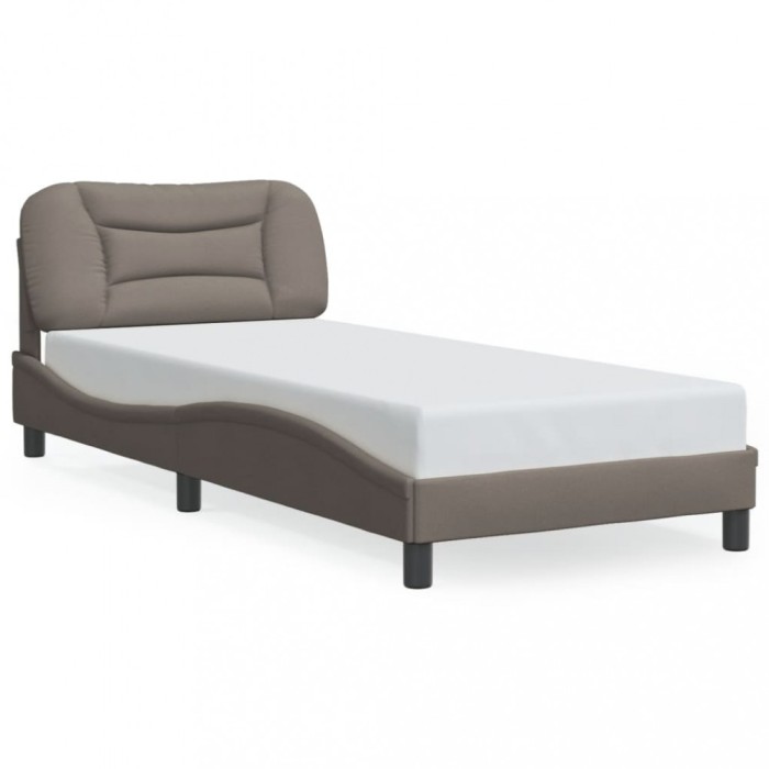 Gossi cadru de pat cu tablie, gri taupe, 90x190 cm, textil