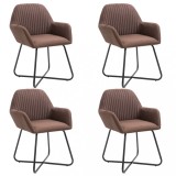 VidaXL Scaune de bucătărie, 4 buc., maro, material textil