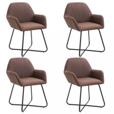 vidaXL Scaune de bucătărie, 4 buc., maro, material textil