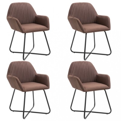 vidaXL Scaune de bucătărie, 4 buc., maro, material textil foto
