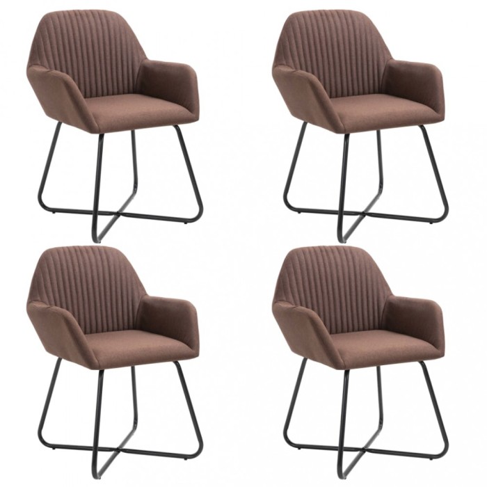 vidaXL Scaune de bucătărie, 4 buc., maro, material textil