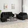 VidaXL Set de canapele cu perne, 3 piese, negru, catifea 3201715
