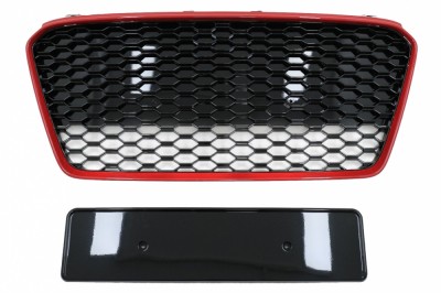 Grila Centrala Audi R8 42 (2013-2015) RS Design Negru Lucios/ Rosu Performance AutoTuning foto
