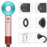 Uscător păr Macarons, ioni negativi, 1600W, 3 viteze, 4 trepte temperatura + accesorii + suport pere