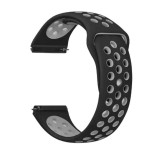Curea silicon compatibila Pebble Time, telescoape Quick Release, 22mm, Negru/Gri