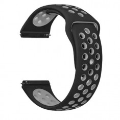 Curea silicon compatibila Fossil Q Founder, telescoape Quick Release, 22mm, Negru/Gri