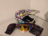 Cumpara ieftin Set casca enduro+Ochelari+Manusi+Cagula marimea M(57-58 cm)
